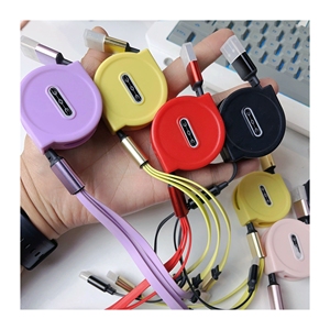 สายชาร์จ3-in-1แบบยืดหดได้1เมตรมีสามอินเตอร์เฟซที่พกพาง่ายสายข้อมูลโทรศัพท์มือถือ - Product Image 3