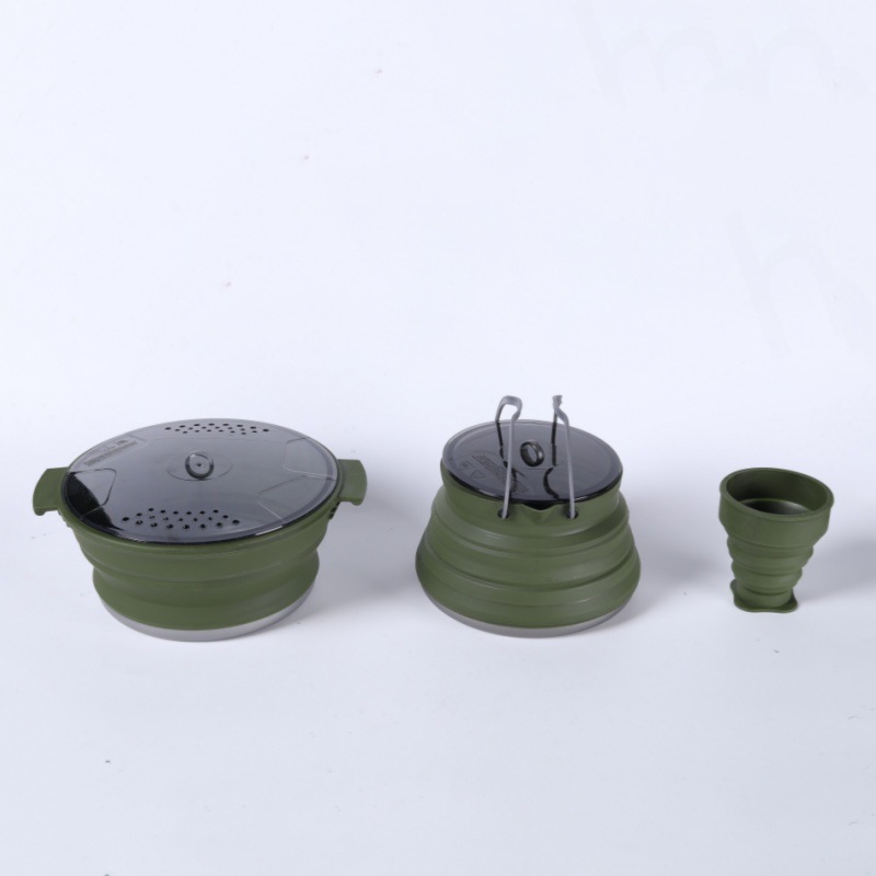 Dark green-cup kettle pot set of 3