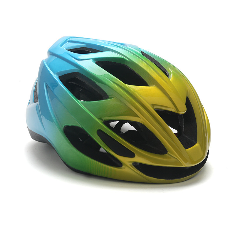 Casque jaune-vert-bleu-sans feu arrière