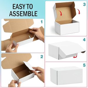 7x5x2 Inches White Small Mailing Boxes 25 Pack Cardboard Corrugated <strong>Box</strong> Mailers Shipping Boxes - Product Image 2