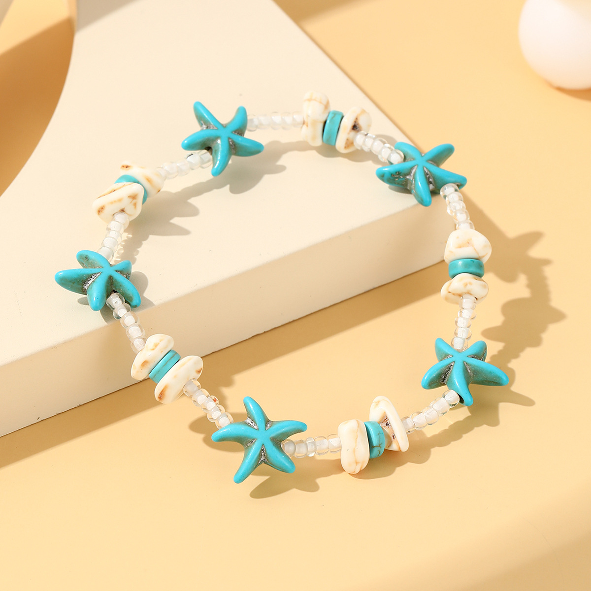 Braccialetto di perline stella marina blu
