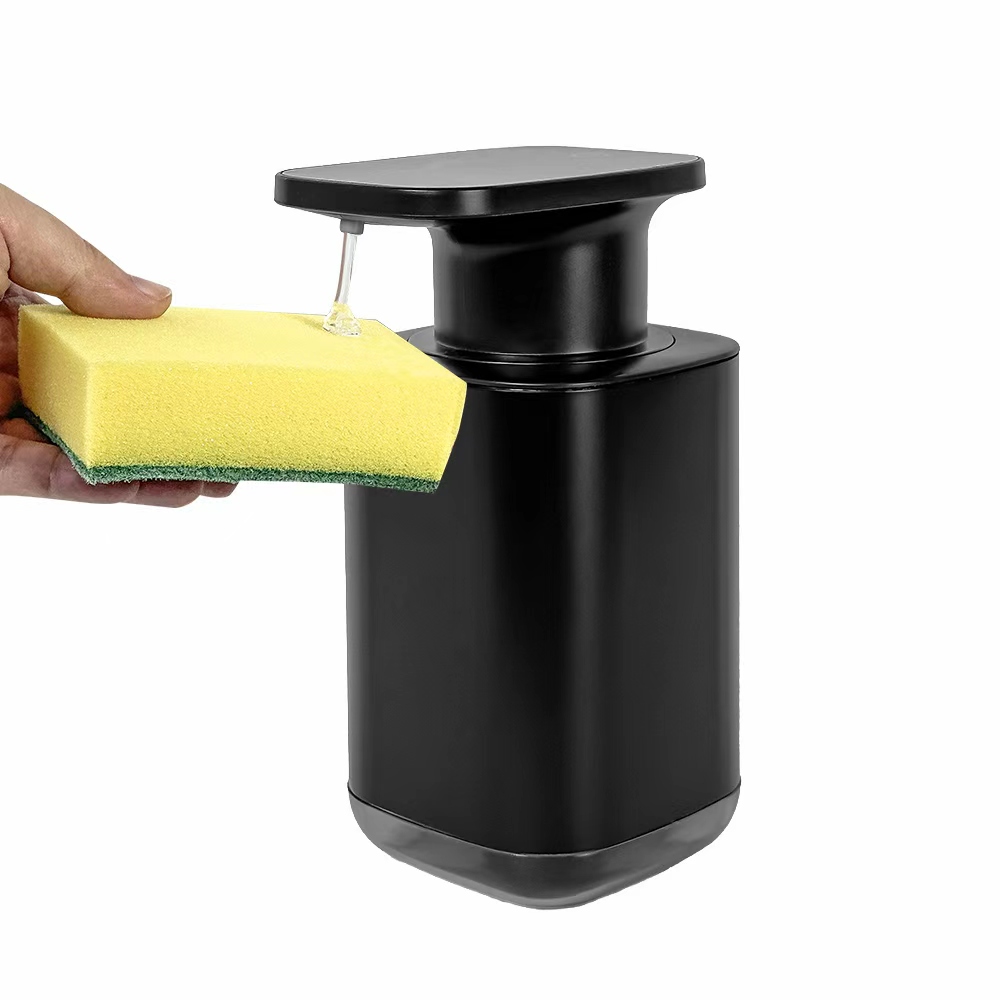 Dispensador de jabón líquido negro.