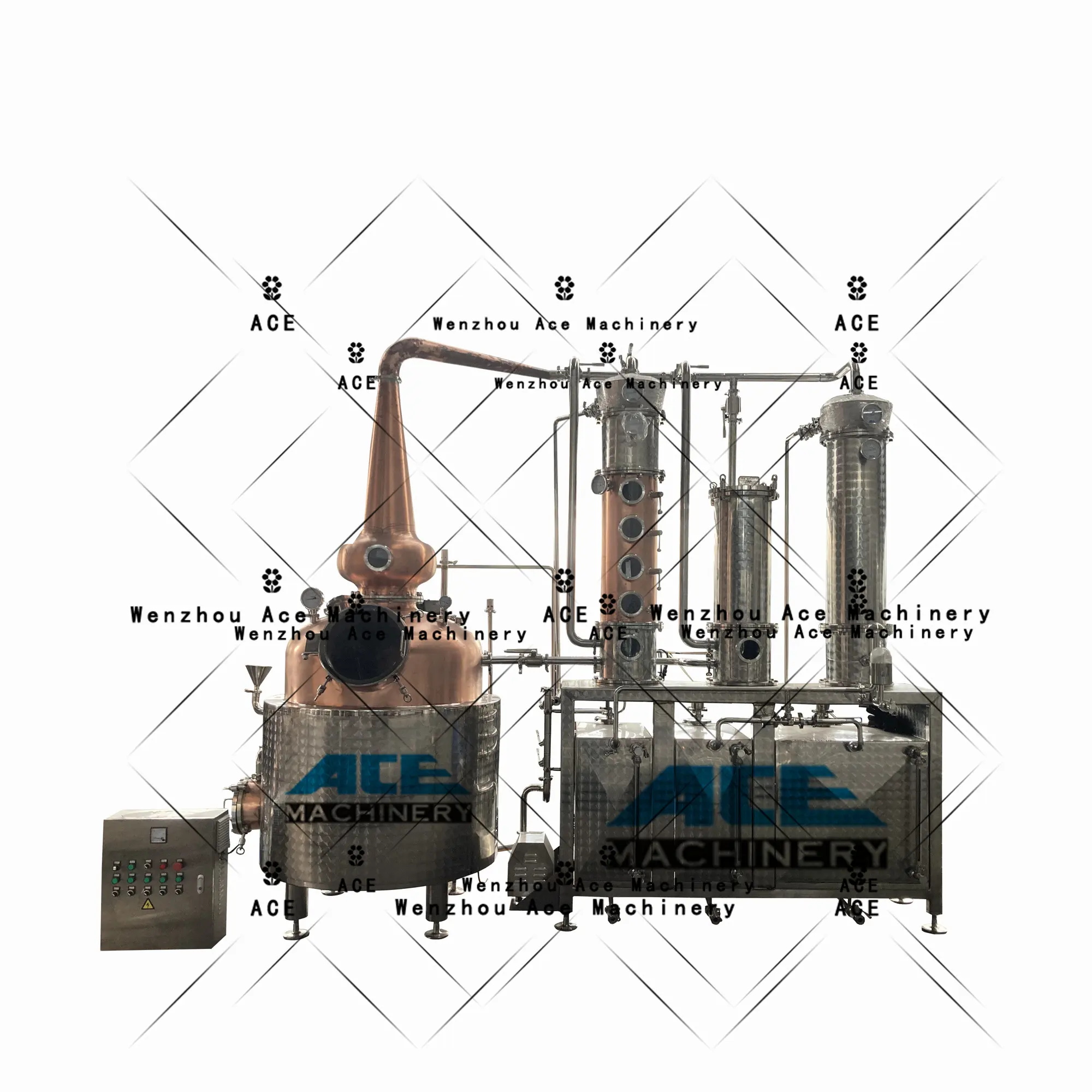 Neues Design Destille rie Kupfer/Edelstahl/Glas brenner 30L 50L 100L Moonshine Distillery Wodka/Whisky/Rum Equipment