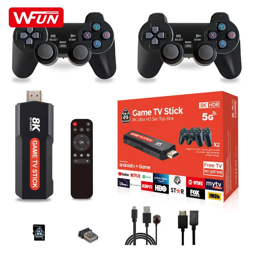 Q9 4k Game Stick Mini Videospielkonsole USB Stick kabelloser Handheld-Player eingebauter 10000+ Spiele HD TV Gamestick G11 pro