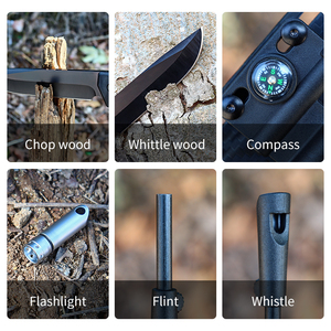 Ngoài Trời Chiến Thuật Cố Định Lưỡi Dao Với Bowe Dao Kit Thẳng Lưỡi Thép G10 Xử Lý Còi La Bàn Đèn Pin - Product Image 4