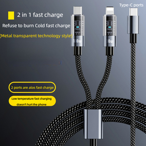 2 in 1 PD100W şeffaf süper hızlı şarj tip-c veri kablosu ve Huawei Apple 15 için kalaylı bakır veri kablosu - Product Image 5