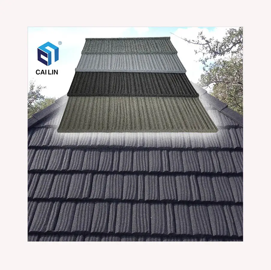 Cailin stone coated steel roof tile with good quality roof material for villa house metal shingle