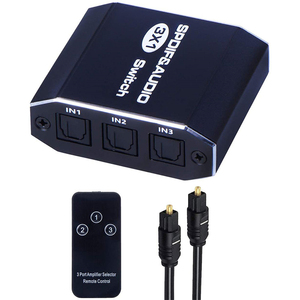 Digital SPDIF Toslink Optical Fiber <strong>Audio</strong> <strong>Switch</strong> 3 in <strong>1</strong> Out with Optical Cable Support Digital &amp; DTS 5.<strong>1</strong>, PCM Stereo LPCM - Product Image 1