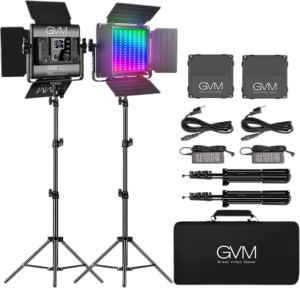 Gvm แผงไฟวิดีโอ LED RGB 2ชิ้น800D ผู้ขายที่ดีที่สุดชุดไฟเติมสำหรับถ่ายภาพแบบมืออาชีพพร้อมแอปควบคุมไฟสตูดิโอ