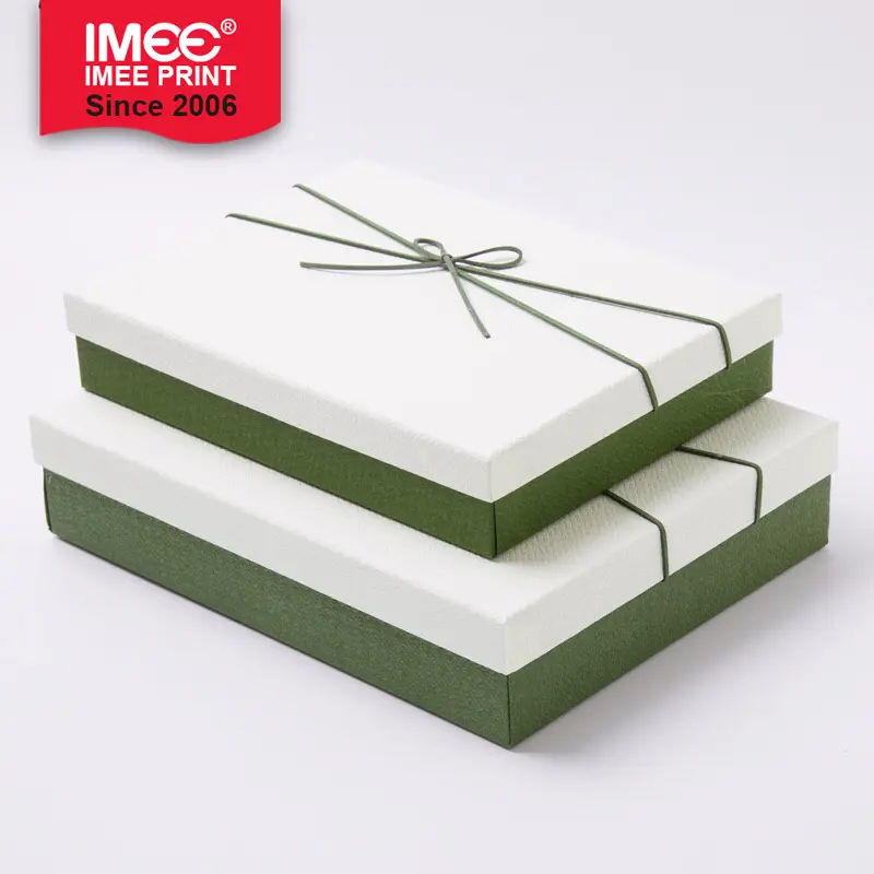 IMEE verde blanco caja de cartón de papel bufanda caja de embalaje conciso elegante caja de regalo para niño