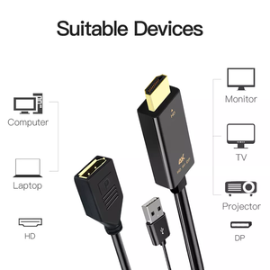 4K 60Hz USB para HDMI macho a DP Displayport hembra Adaptador convertidor Cable para HDMI a DP 4K USB para PC portátil proyector en - Product Image 2