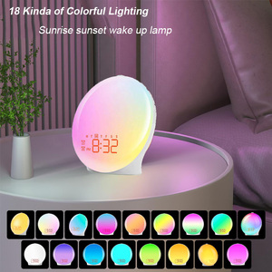 Moderna RGB Tramonto LED Sveglia USB per Ricarica Lampada da Tavolo da Notte Sunrise Wake Luce Digitale Timer per il comodino - Product Image 3