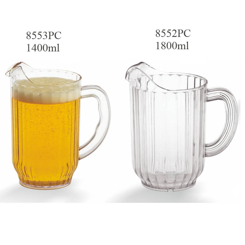 Barware 1140ml Unbreakable Ice Lip Jug with Spout Plastic Beer Pitcher 43oz Polycarbonate Beer Jug