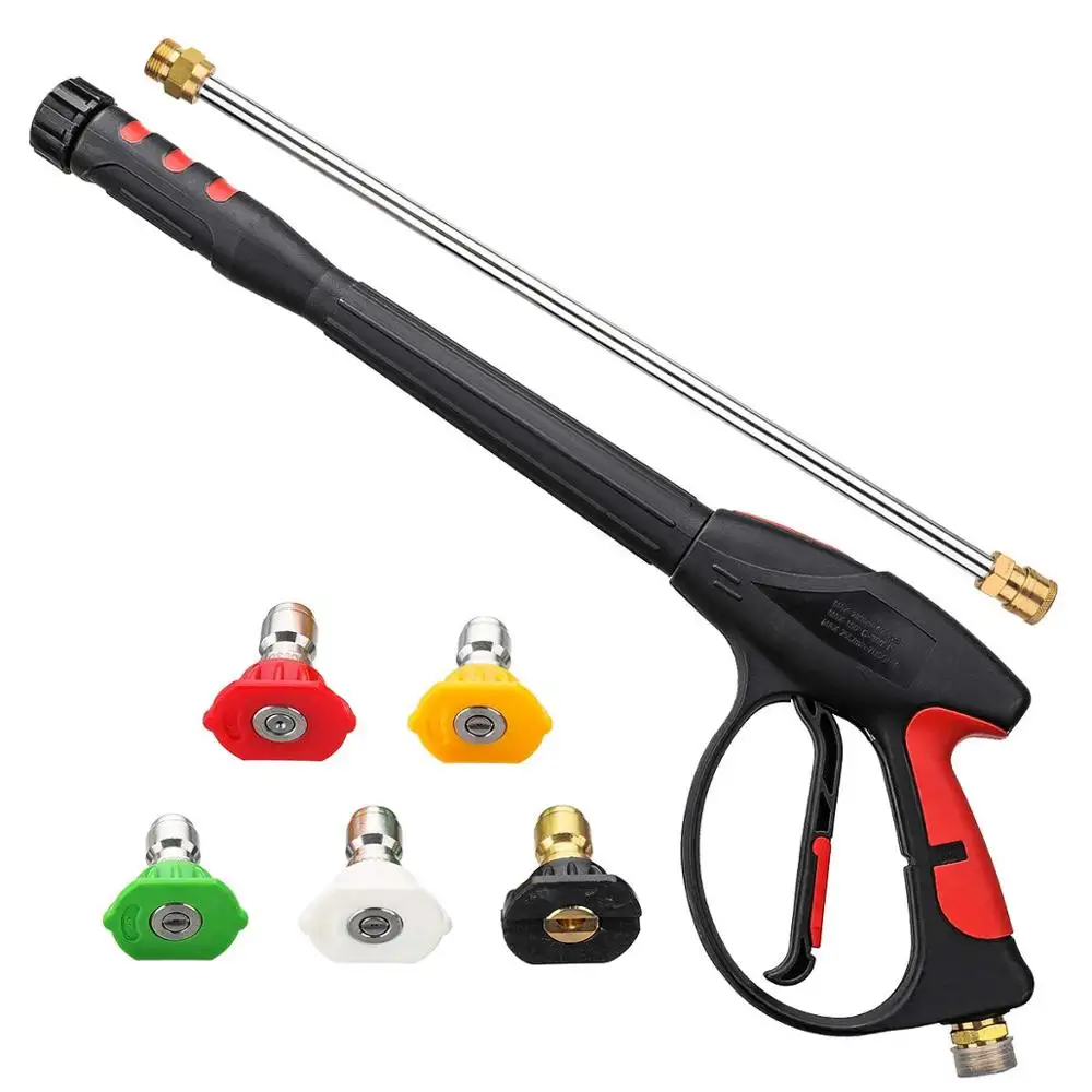 Washer Gun 4000 PSI 2019 Upgrade Version Power Spray Car Wash Gun with M22-14mm Thread 19 inch Extendable Wand and 5 Nozzle Tips