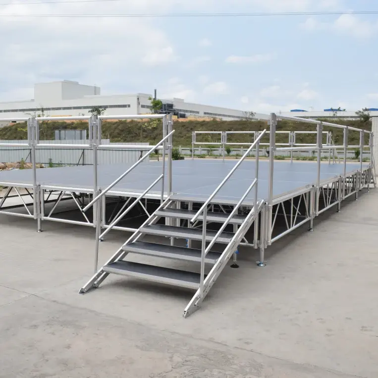 Di alta qualità in alluminio layher fase/fase all'aperto con corrimano/montante palco piattaforma led