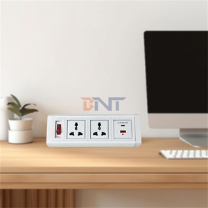 2 tomas de corriente + 2 puertos de carga USB con cubierta de panel de aleación de aluminio montada en toma de escritorio/Toma de mesa para muebles de oficina - Product Image 1