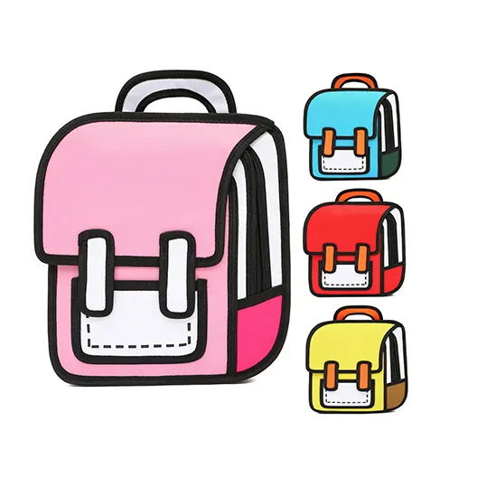 Venda quente Nylon Mochilas Mochilas Mochila Personalizada 2D 3D Cartoon Bookbags Para Crianças Sacos De Escola Para Meninos Meninas