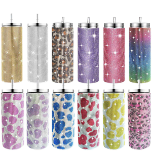 <span class=keywords><strong>Tessco</strong></span> sang trọng Bling ly thép không gỉ cách điện Tumbler với thạch và ống hút quà tặng của phụ nữ - Product Image 2