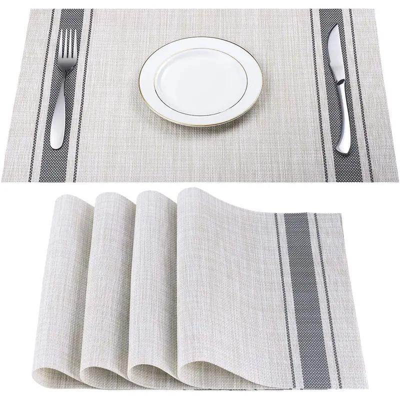 Hot Sell Küchentisch Dekoration Geschirr Tisch matte PVC gewebt Hochwertige umwelt freundliche rechteckige Tisch Tischset
