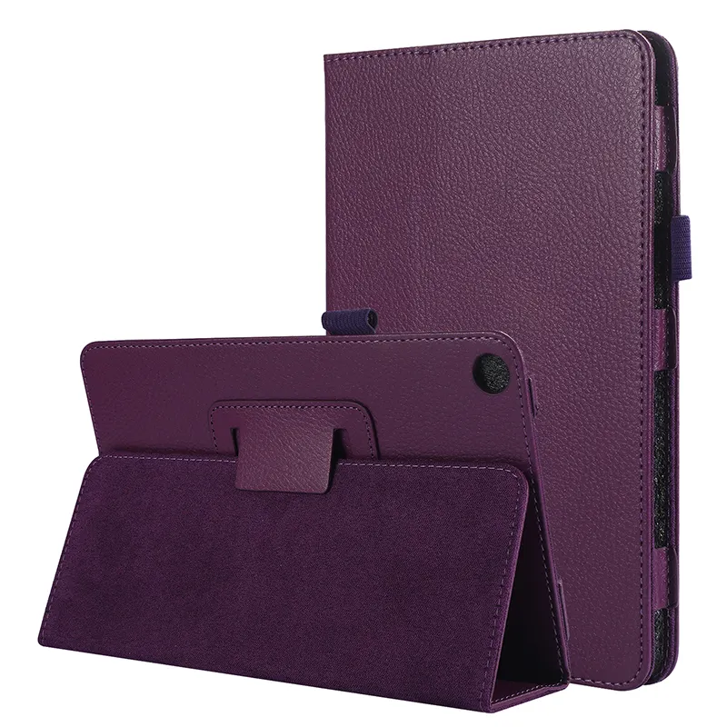 Fundas de piel sintética para HUAWEI Mediapad M5 Lite, funda de piel sintética lisa con textura de lichi para tableta Mediapad M5 Lite de 8 pulgadas