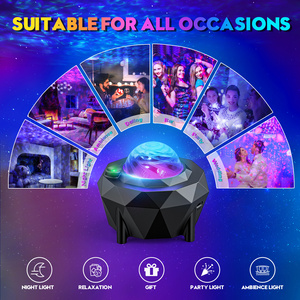 USB RGB LED yıldız projektör deniz dalga projektör gece lambası yatak odası gökyüzü için müzik hoparlörü ve uzaktan kumanda ile yeşil lazer - Product Image 4