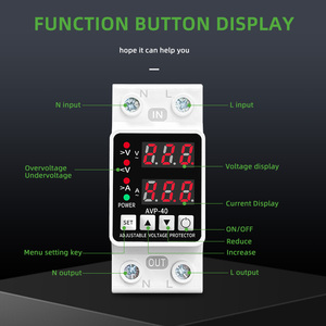 AVP-63 LCD Automatic Recovery Reconnect <strong>Voltage</strong> Protective Protector 110V/220V 63A Din Rail Adjustable for AC Current - Product Image 4