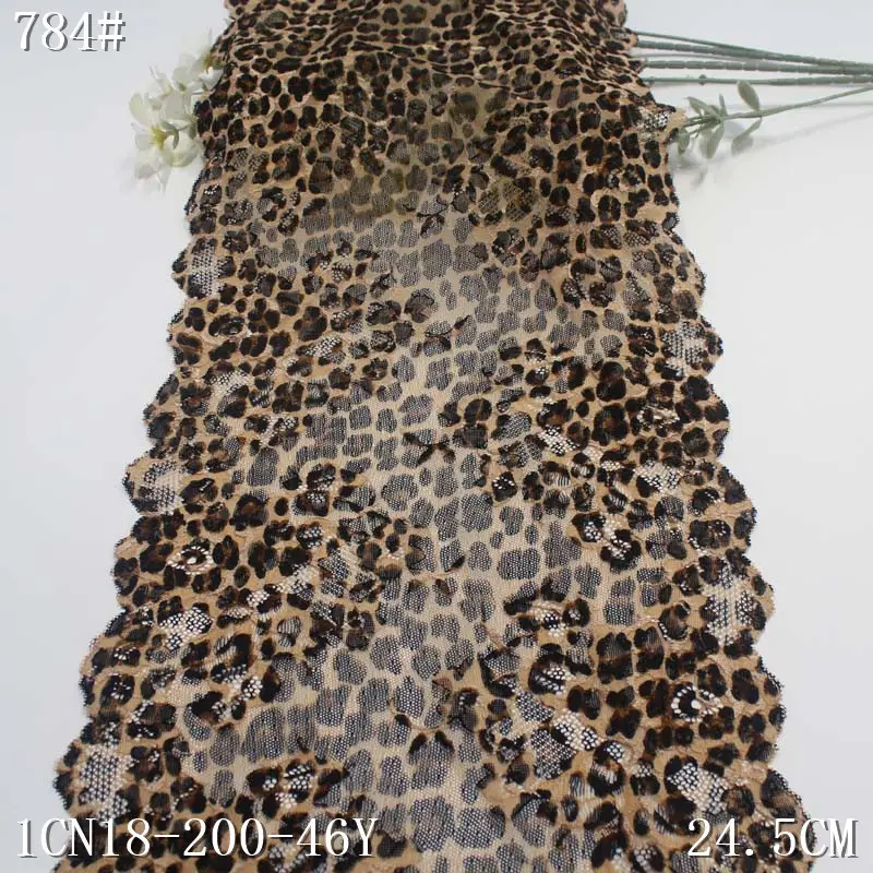 2023 encaje de punto elástico de Spandex de 25cm con estampado de leopardo de alta calidad para ropa interior sexy