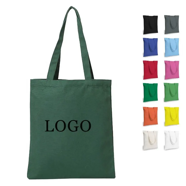 Venta al por mayor de bolsas de la compra por sublimación con logotipo imprimible Tamaño personalizable en blanco Color sólido Bolso de lona Bolso de hombro liso de algodón