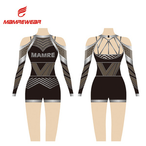 Mamre özel baskılı nefes amigo kıyafet Spandex ile kristal dekorasyon Cheer üniforma takım için - Product Image 4