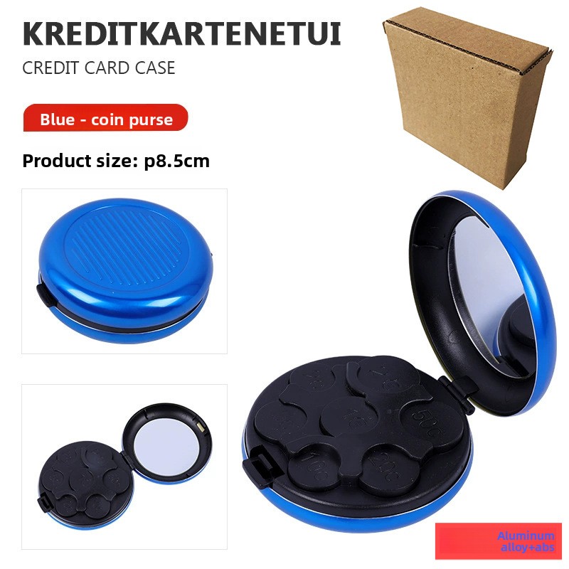 Emballage boîte en cuir bleu, 8,5*8,5*3 cm