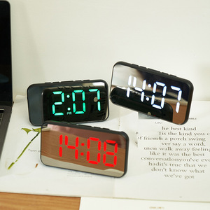 BSCI Audited OEM Small and Simple Digital Alarm Clock Mirror <strong>Led</strong> Clock Electronic Table Clock Display <strong>Time</strong> Temperature