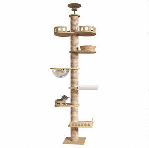 豪华落地猫树塔木制猫爬塔带刮擦柱猫树 - Product Image 3