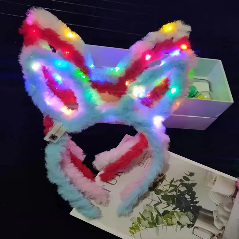 Nuoxin Großhandel sonstiger Partyzubehör Dekorationen Zubehör LED-Licht Plüsch-Häschen Damen Mädchen Kinder Ohren-Kopfband