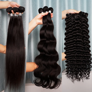 3 in 1 Unprocessed Straight Hair Bundles and Hd Lace Closure Set Deep Wave Body Wave Indian <strong>Human</strong> Hair Bundles With Lace Closure - Product Image 5
