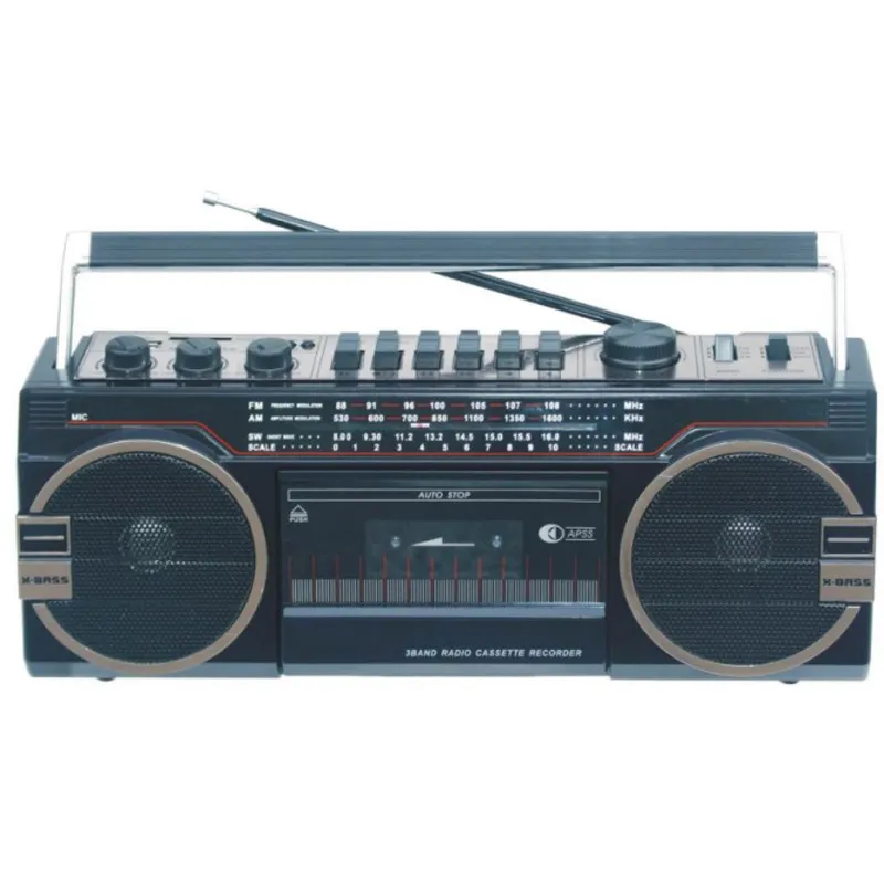 Radio Retro con grabadora de Cassette, altavoz de estilo antiguo