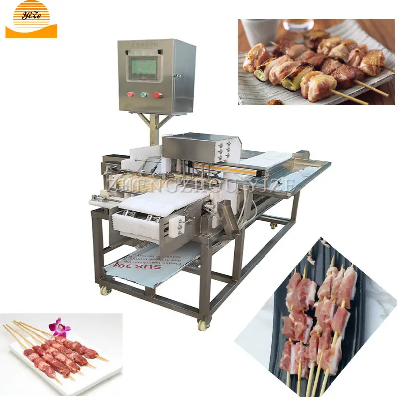 Máquina automática de pinchos para carne, kebab, barbacoa, satay, bambú, patatas, brocheta, parrilla