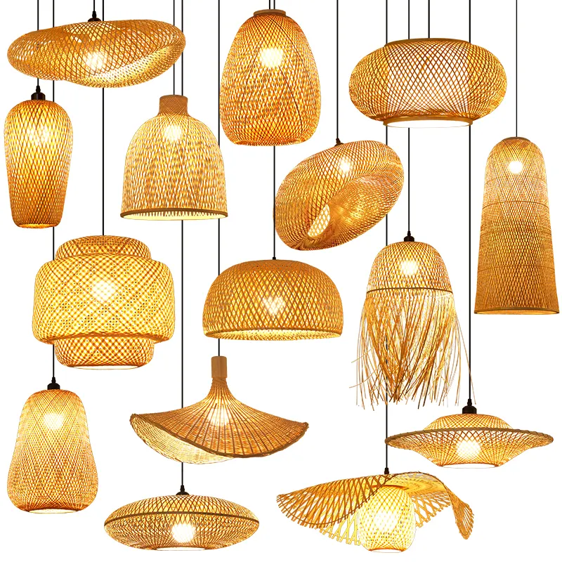 Lámpara de techo de bambú,