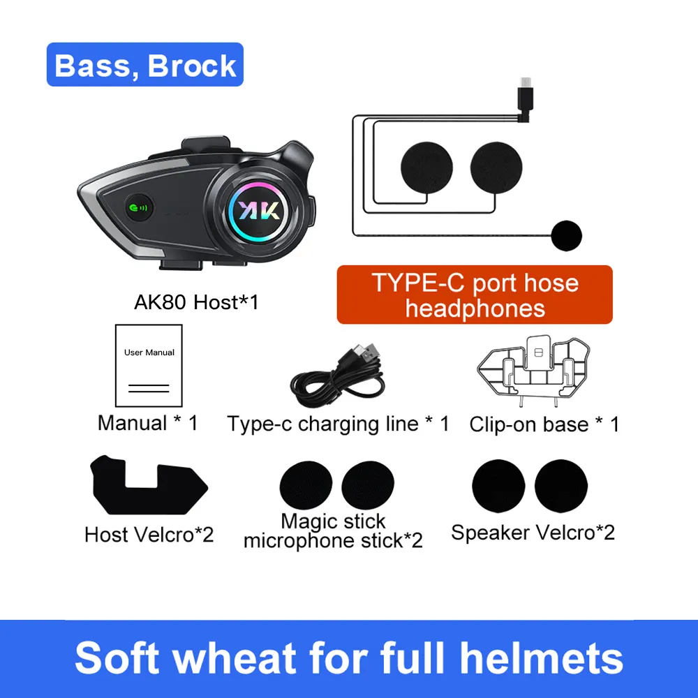 Ultimo stile BT 5.3 auricolare per casco Bluetooth accessori per moto auricolare Wireless chiamata in vivavoce
