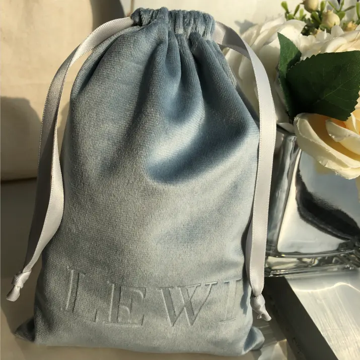 Bolsa de terciopelo suave y ligera con estampado de logotipo personalizado, bolsa de terciopelo para bolsos, zapatos y ropa