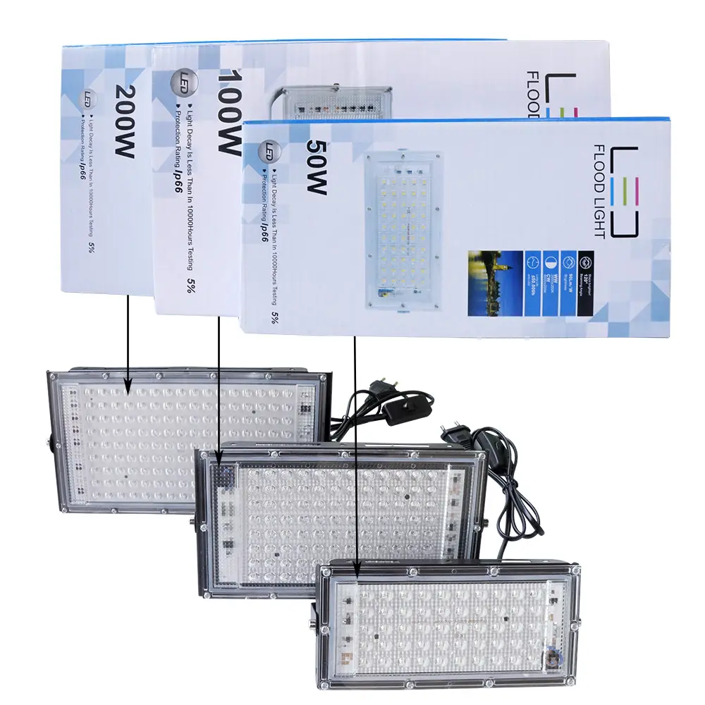 ป้ายทะเลกันน้ำอัลตร้าไวโอเล็ต Floodlight 50W 100W 200W สนามกีฬานำแสงน้ำท่วมกลางแจ้ง