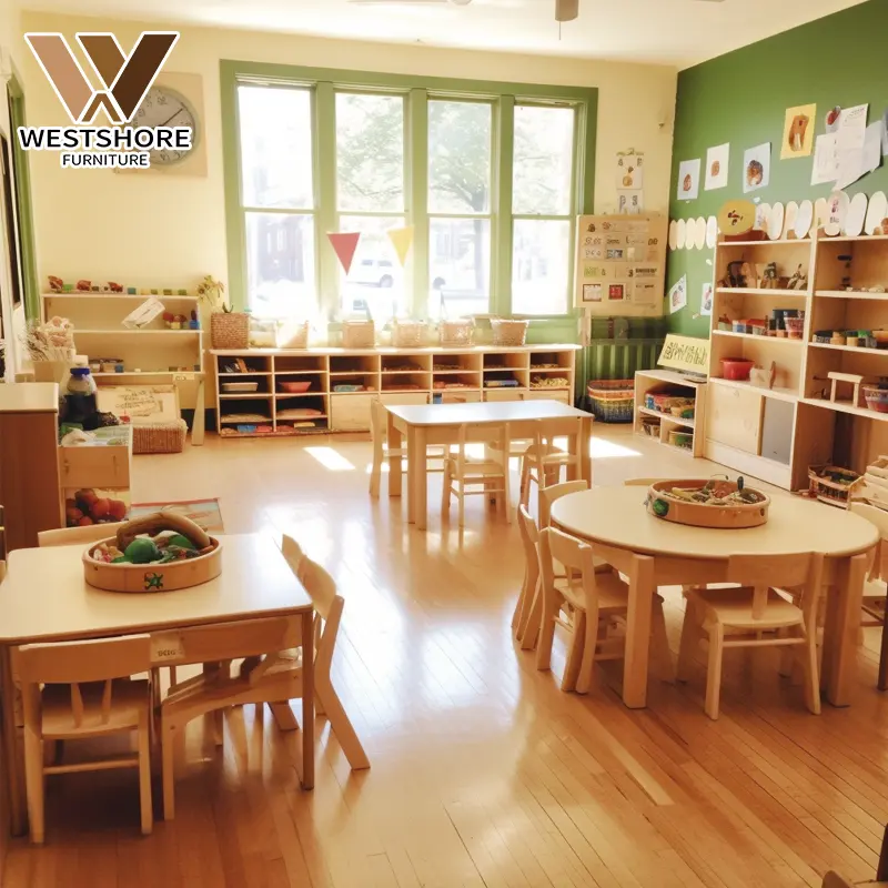 Muebles Montessori modernos, madera para niños de guardería de juego de muebles, muebles preescolares para guardería Montessori