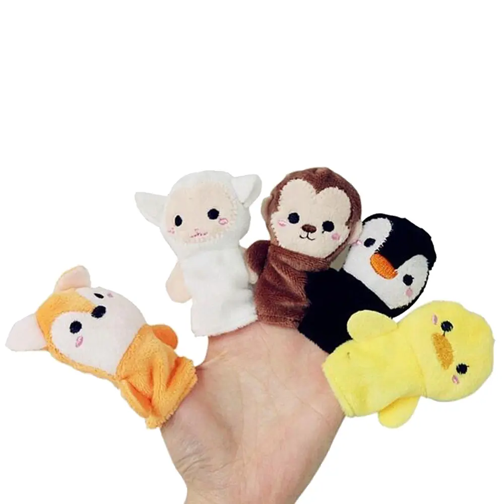 Marioneta de mano de juguete educativo de peluche suave encantador al por mayor para niños, marionetas de dedo de mono animal personalizadas para niños