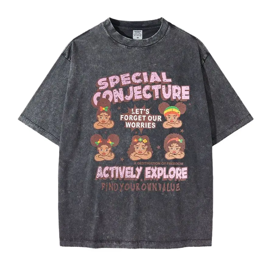 Maglietta personalizzata dry fit dry drop shalde 100% cotone acido lavaggio grafiche t-shirt con serigrafia per uomo