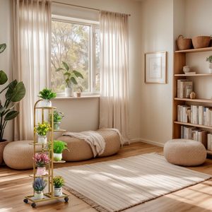 Sky-Touch 6-Tier kim loại trong nhà/ngoài trời nhà máy đứng 118cm hoa cao kệ với bánh xe di chuyển nguồn cung cấp vườn Rack hiển thị - Product Image 2