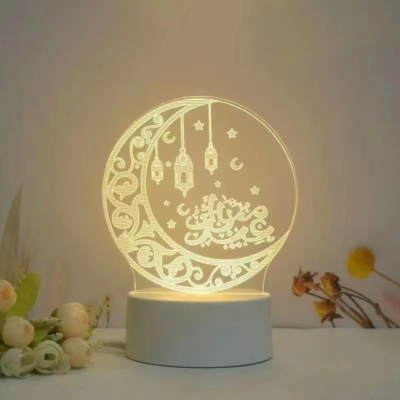 Musulmano EID Mubarak ornamenti da tavola 3D Night Light Ramadan Festival forniture per feste Eid Al Adha decorazione per la casa