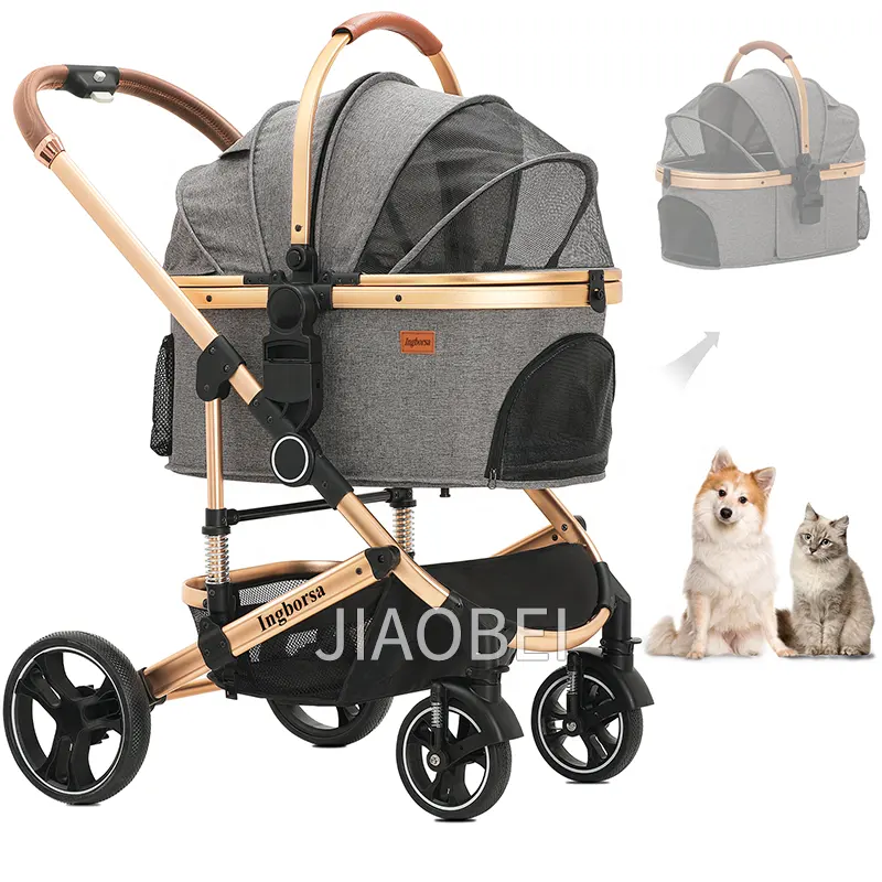 Poussette séparée pour animaux de compagnie tricycle pliant de couleur personnalisée grand chariot pour chien poussette pour chat