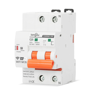Tuya App Control Smart Wifi MCB 2 polos 63A Disyuntor para equipos electrónicos industriales y uso doméstico