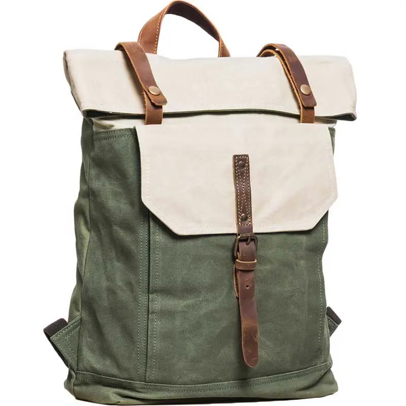 थोक सर्वश्रेष्ठ विक्रेता कस्टम विंटेज कैनवास चमड़ा बैग बड़े लैपटॉप रूकसाक किताब बैग झोला लंबी पैदल यात्रा बैग