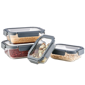 Linuo nhà sản xuất hình chữ nhật vuông tròn kính Bento hộp kín thực phẩm lưu trữ <span class=keywords><strong>container</strong></span> Set - Product Image 3