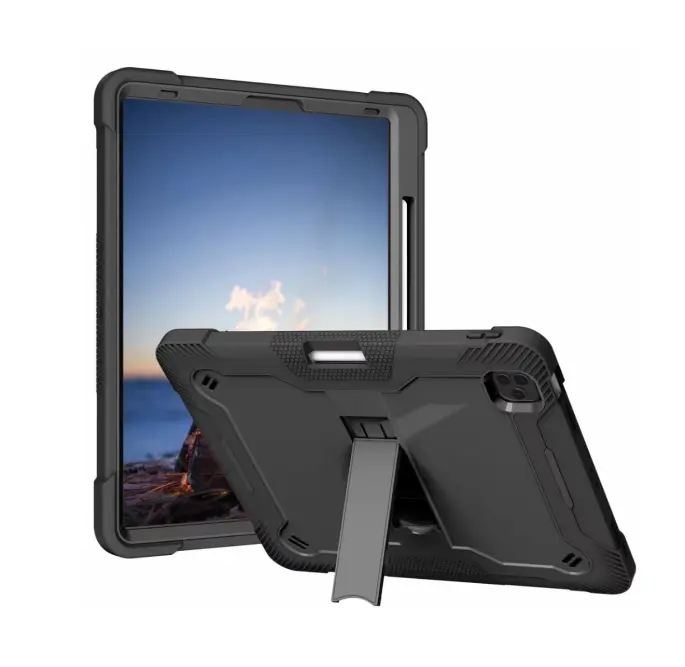 Yeni sert plastik kapak görünmez silikon tampon durumda tam kapak Tablet ile geri standı Ipad kılıfı Pro 12.9 inç kılıf